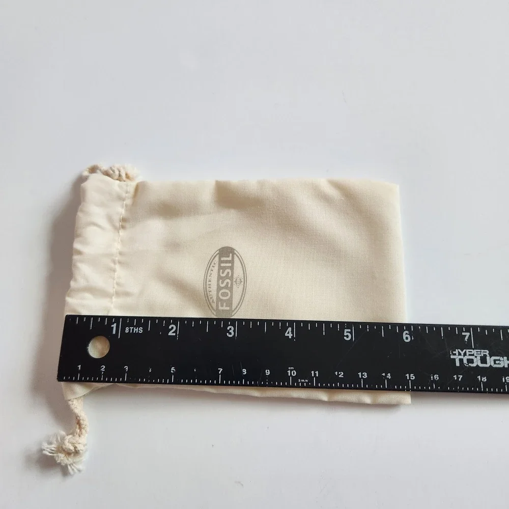 Authentic Fossil Jewelry Pouch Cream Cotton Drawstring‎ Bag